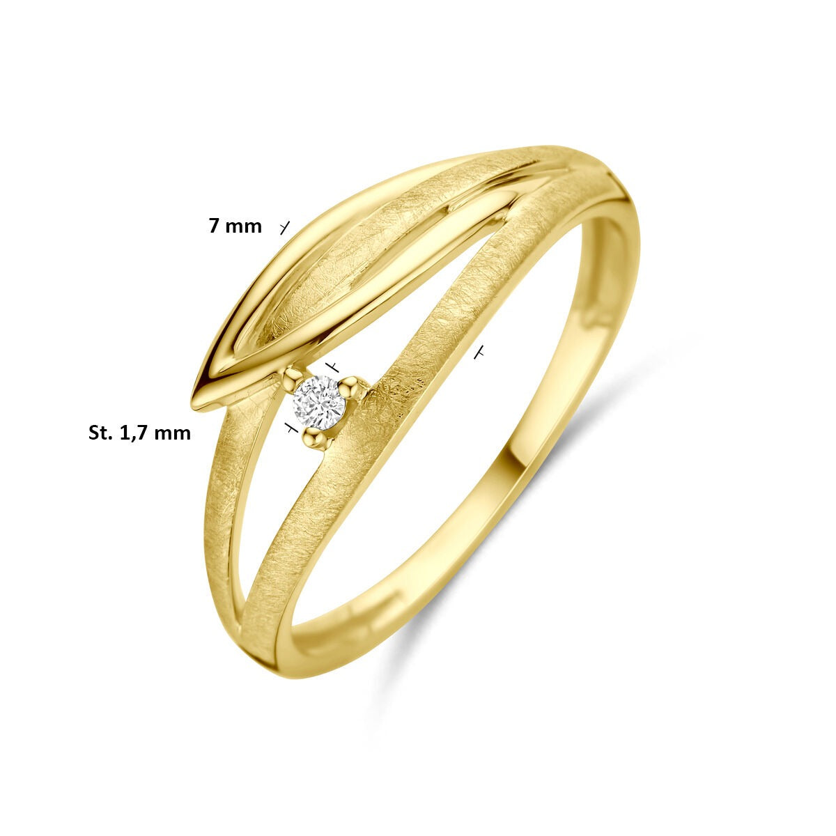 Bague pour femme en or jaune 14k avec diamant – 7 mm de large
