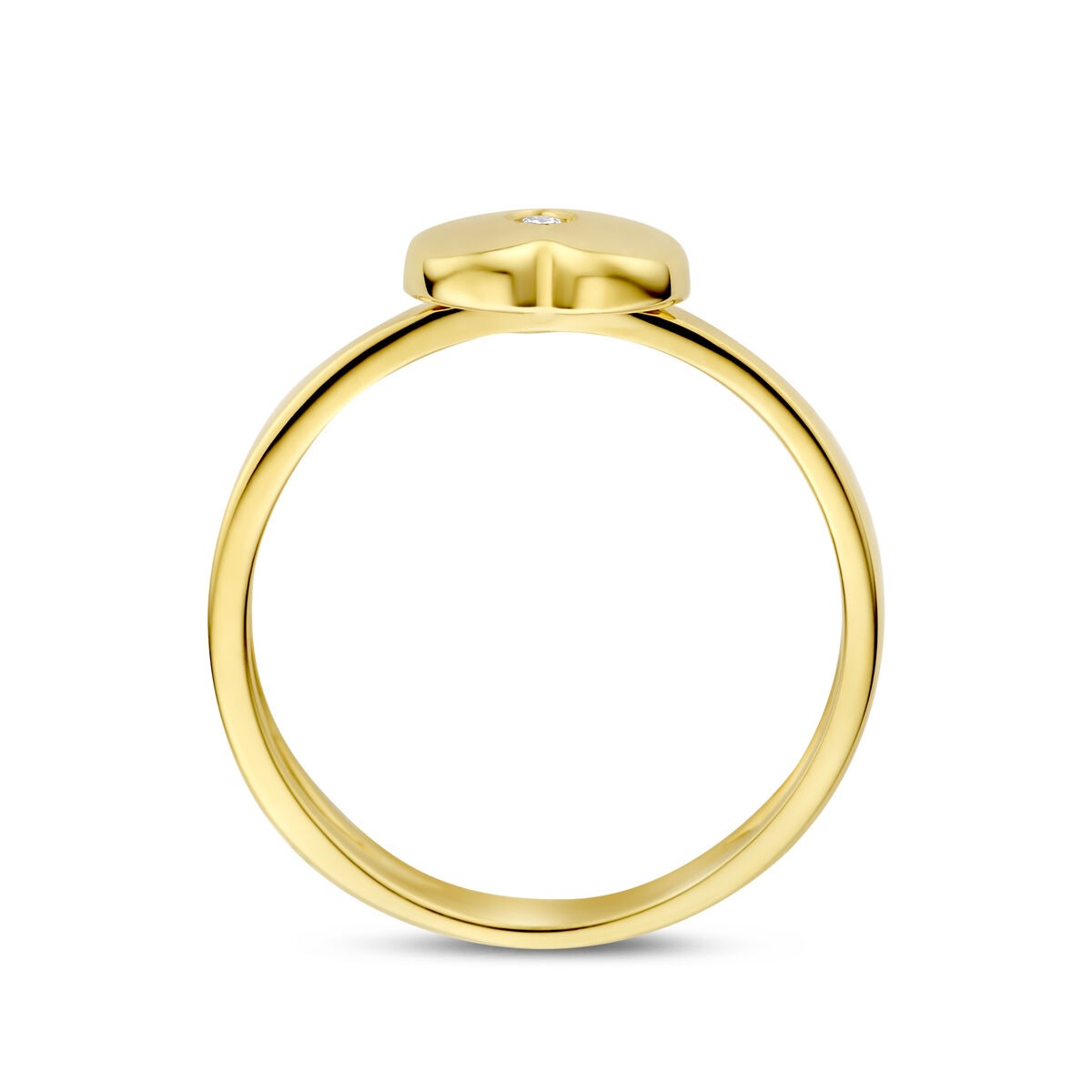 bague pour enfant en or jaune 14k avec cœur et diamant cultivé en laboratoire