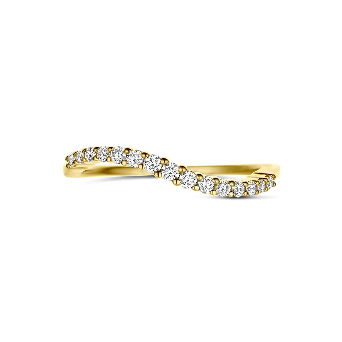 Bague Alliance en Or Jaune 14k avec Diamant 0,21 ct