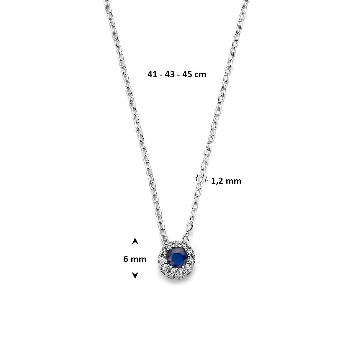 Collier en argent rhodié avec saphir et zircone