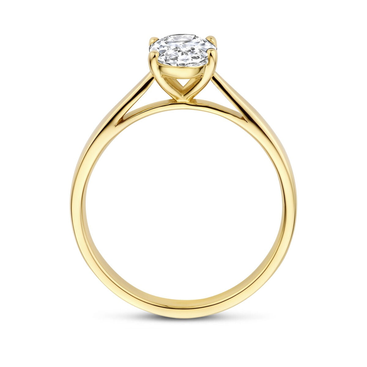 Bague pour femme en or jaune 14k avec diamant cultivé en laboratoire