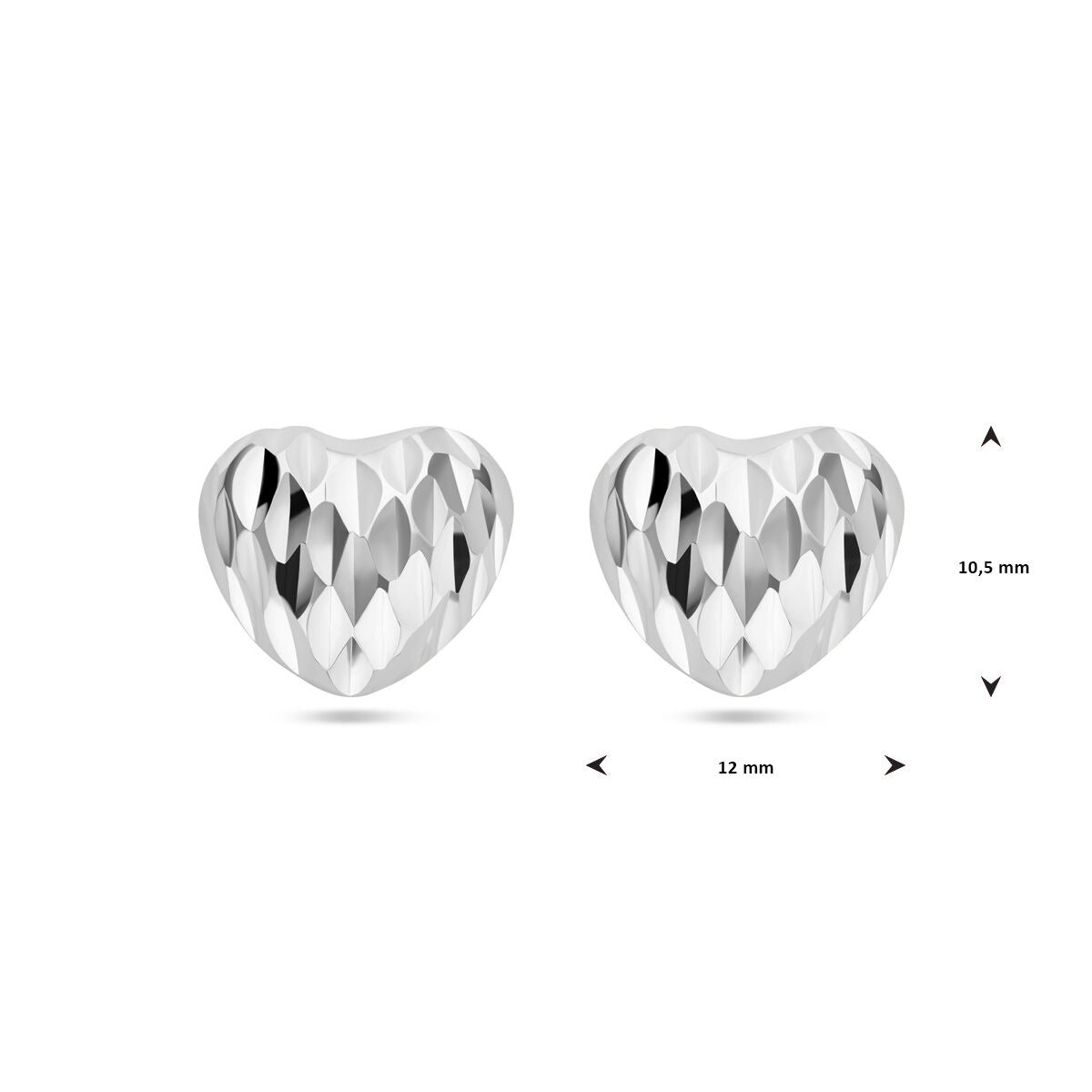 Puces d'oreilles en argent en forme de cœur – rhodié argent 925