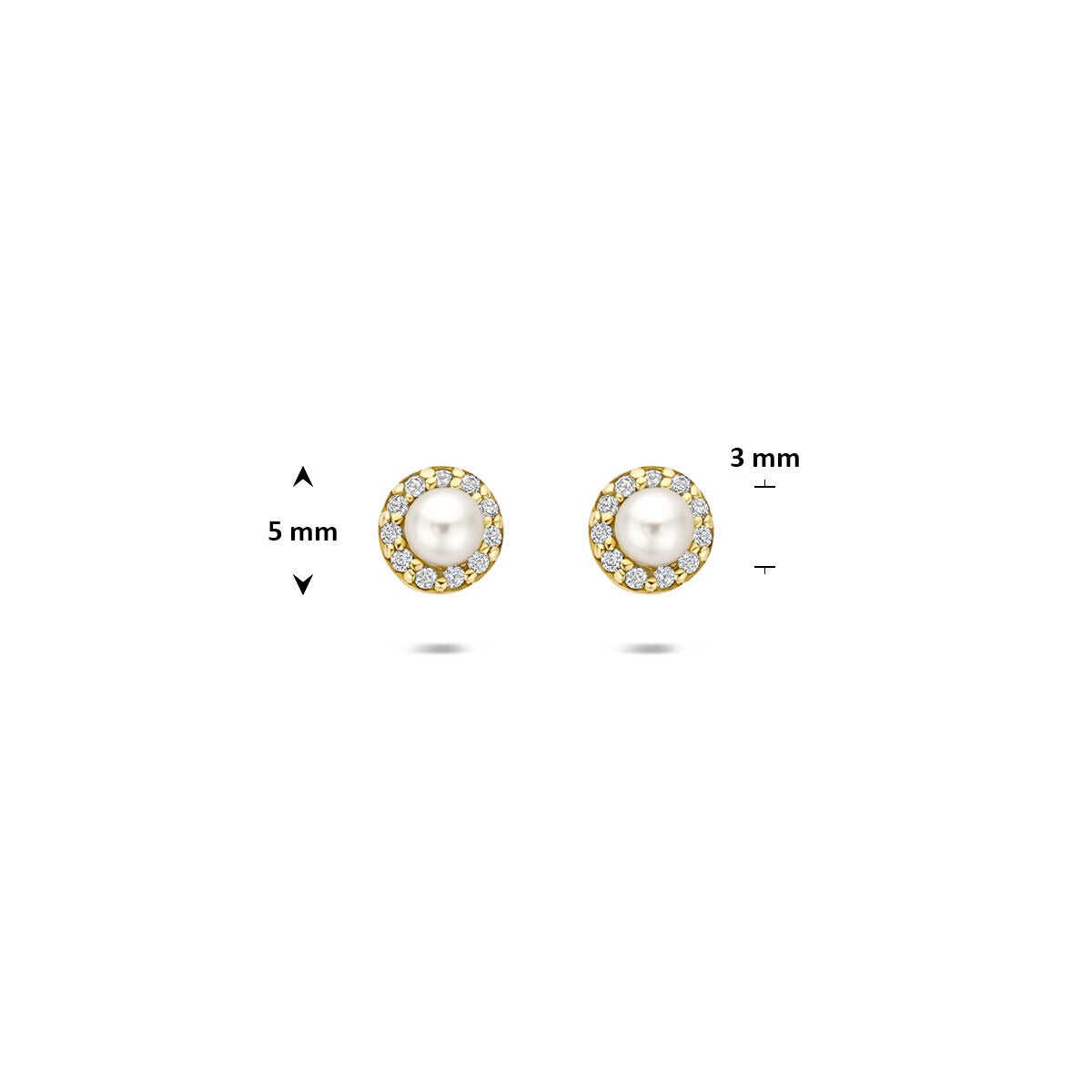 Puces d'oreilles en or jaune 14k avec perle et zircone