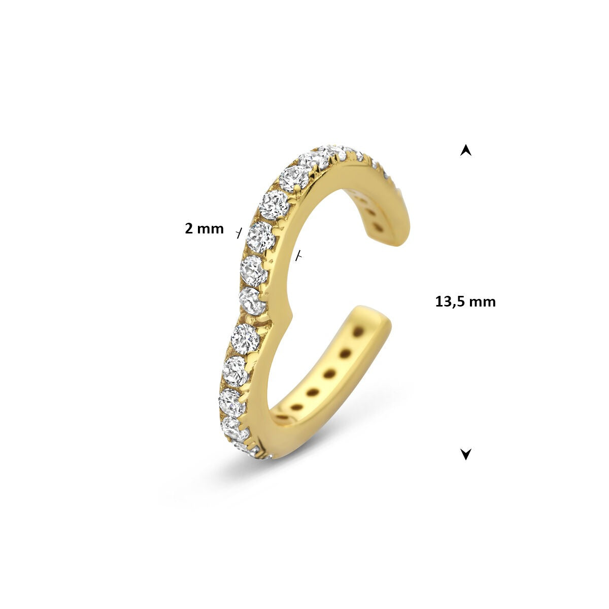 Ear cuff en argent plaqué or en forme de cœur avec zircone – accent romantique sans piercing
