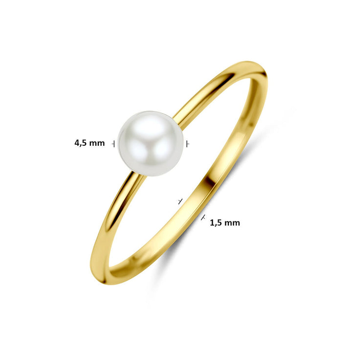9k Geelgouden ring met parel