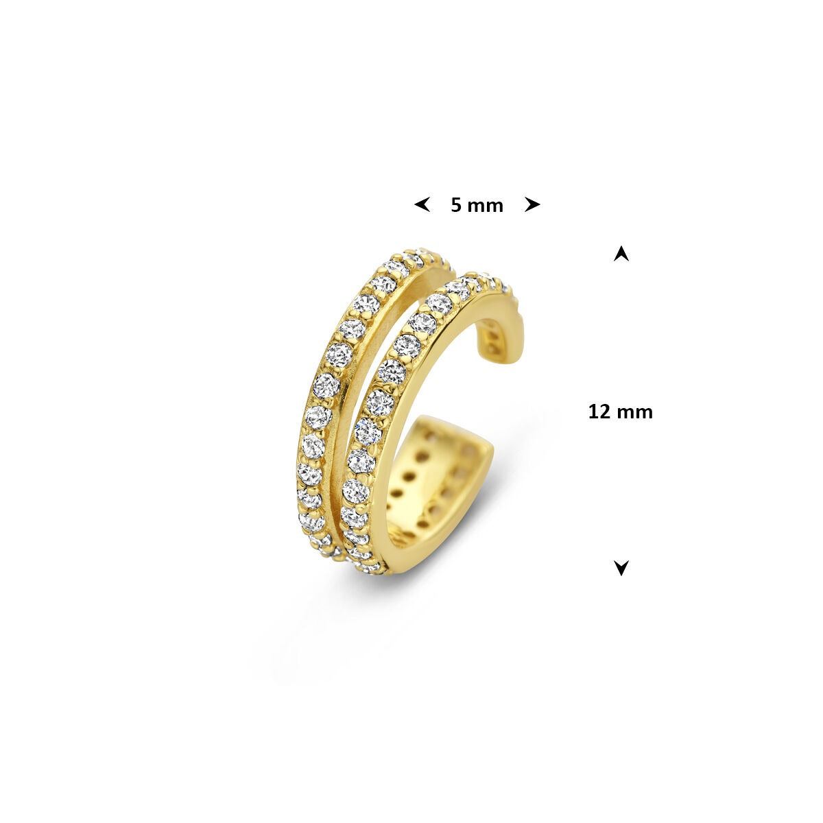 Ear cuff en argent plaqué or avec zircone – élégance scintillante sans piercing