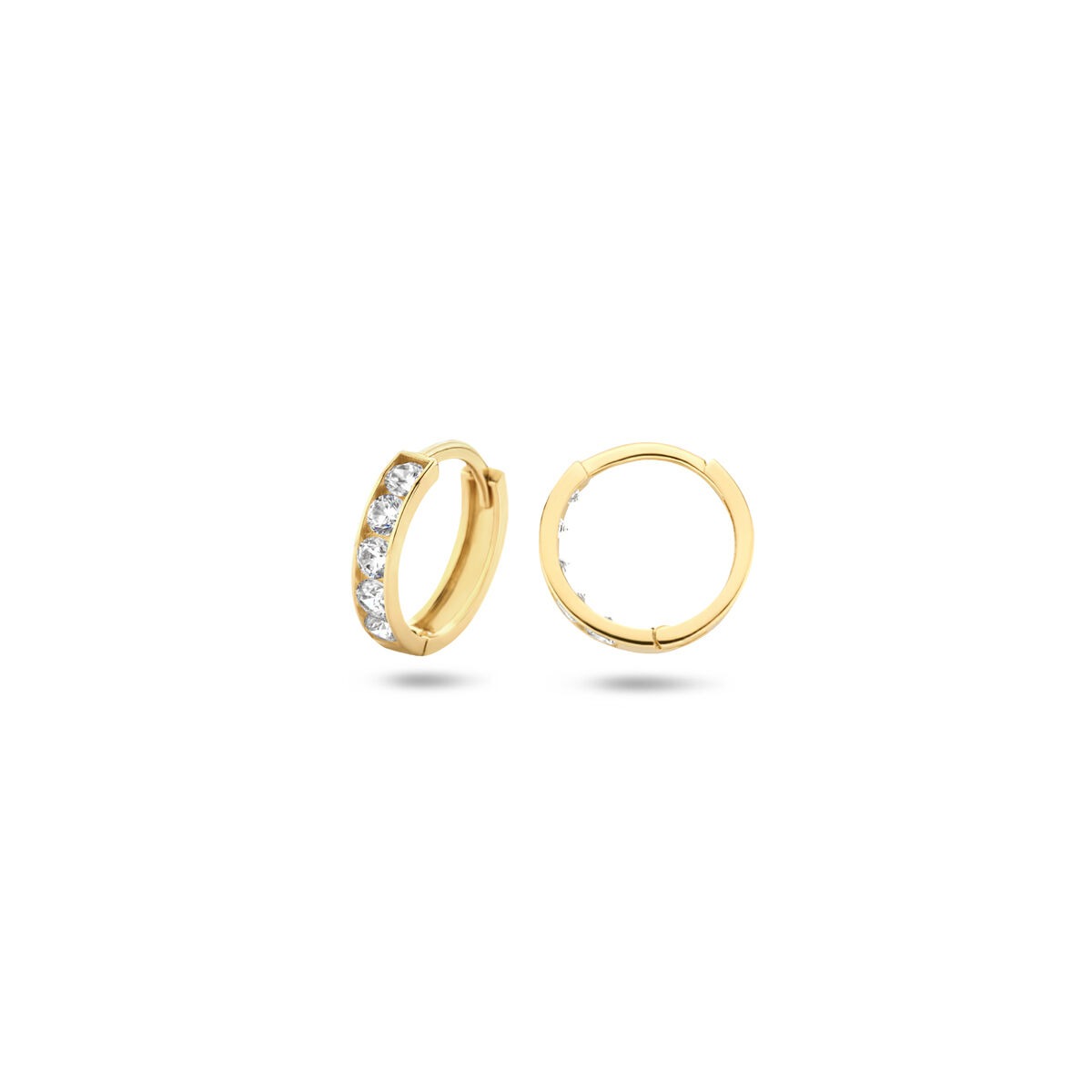 Créoles en or jaune 14k avec rangée de zircones