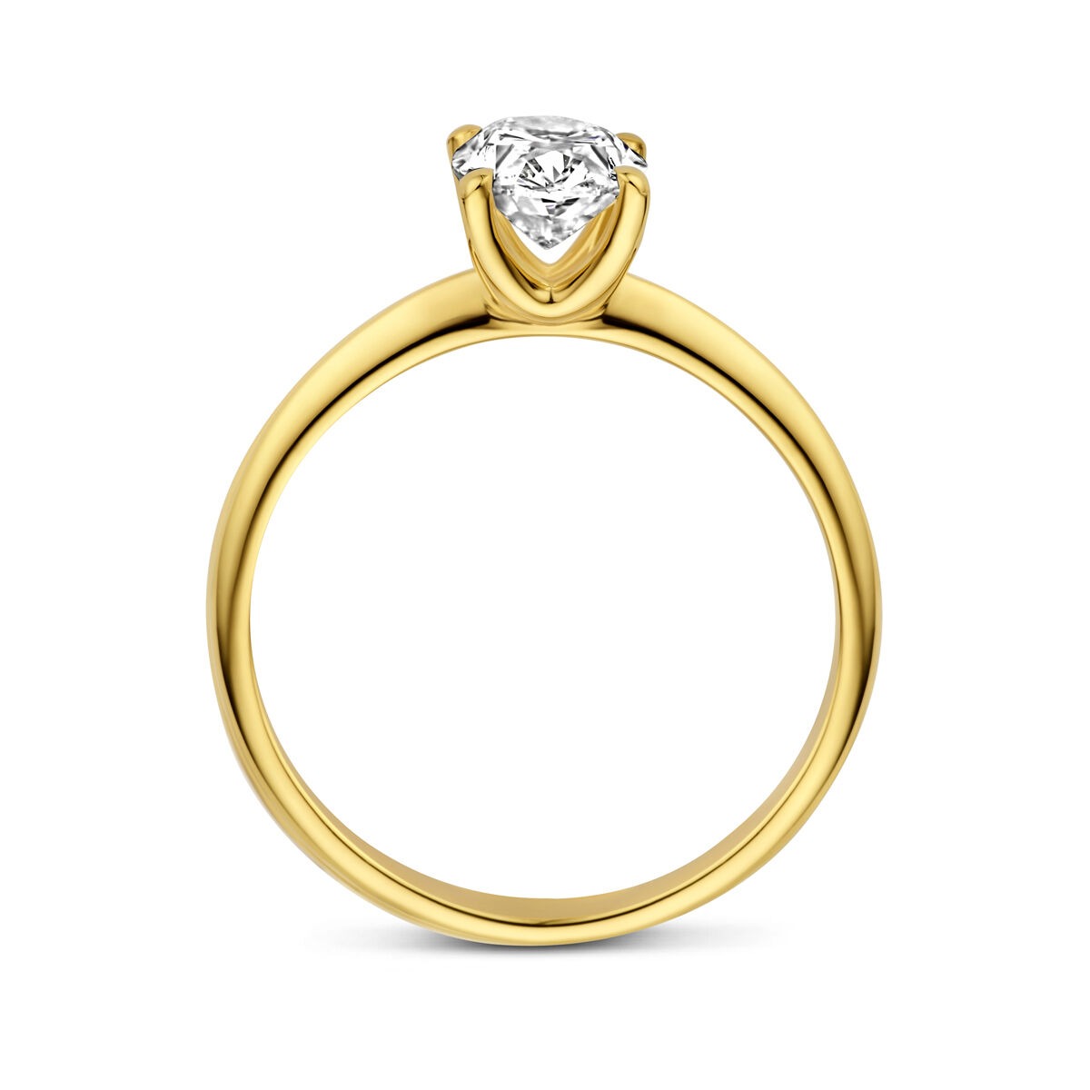 Bague pour femme en or jaune 14k avec diamant cultivé en laboratoire