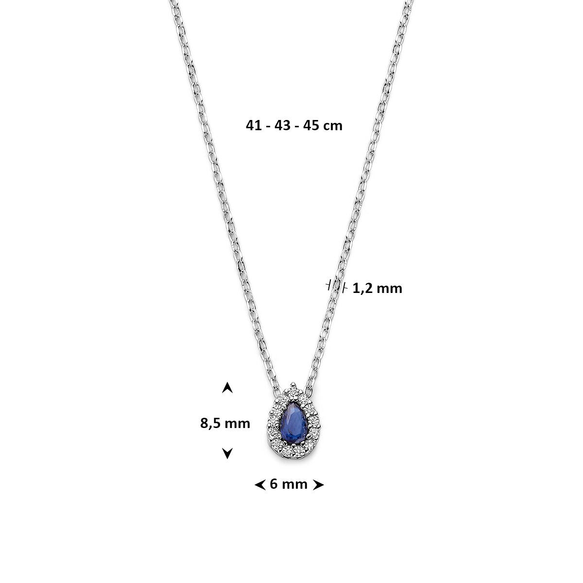 Collier en argent avec saphir et zircone – rhodié argent 925