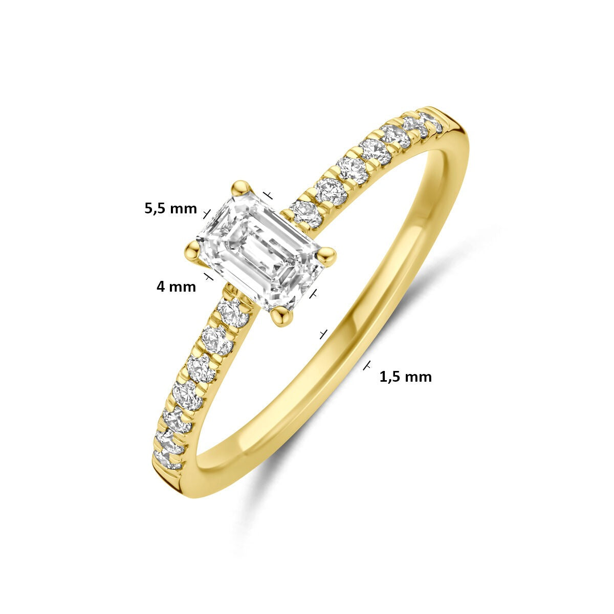 Bague en or 14k avec diamant cultivé en laboratoire – taille émeraude