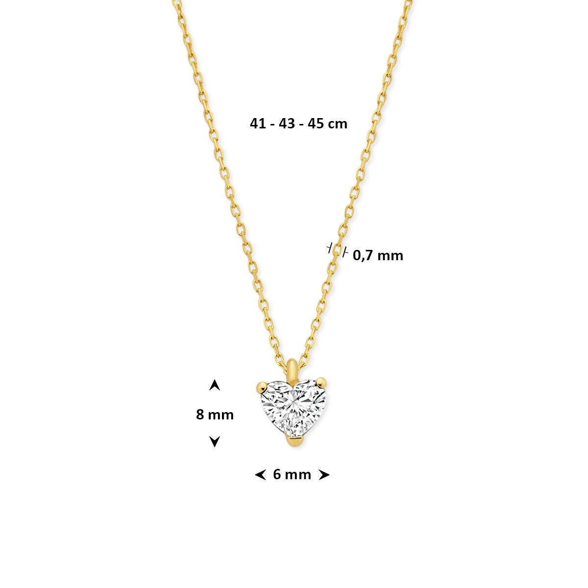 Collier en or jaune 14k avec diamant lab grown en forme de cœur 0.50ct