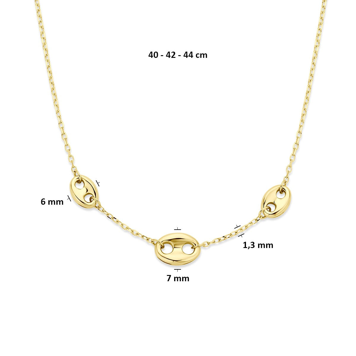 collier en or jaune en forme de grain de café