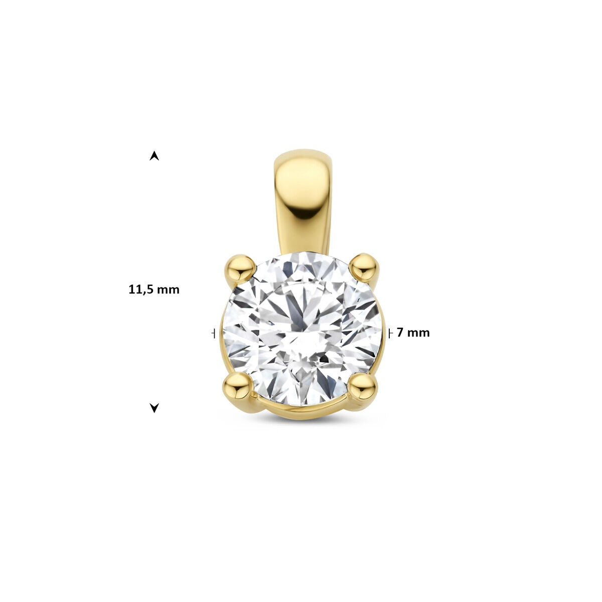 pendentif en or jaune 14k avec diamant cultivé en laboratoire – 1.00 ct taillé en brillant