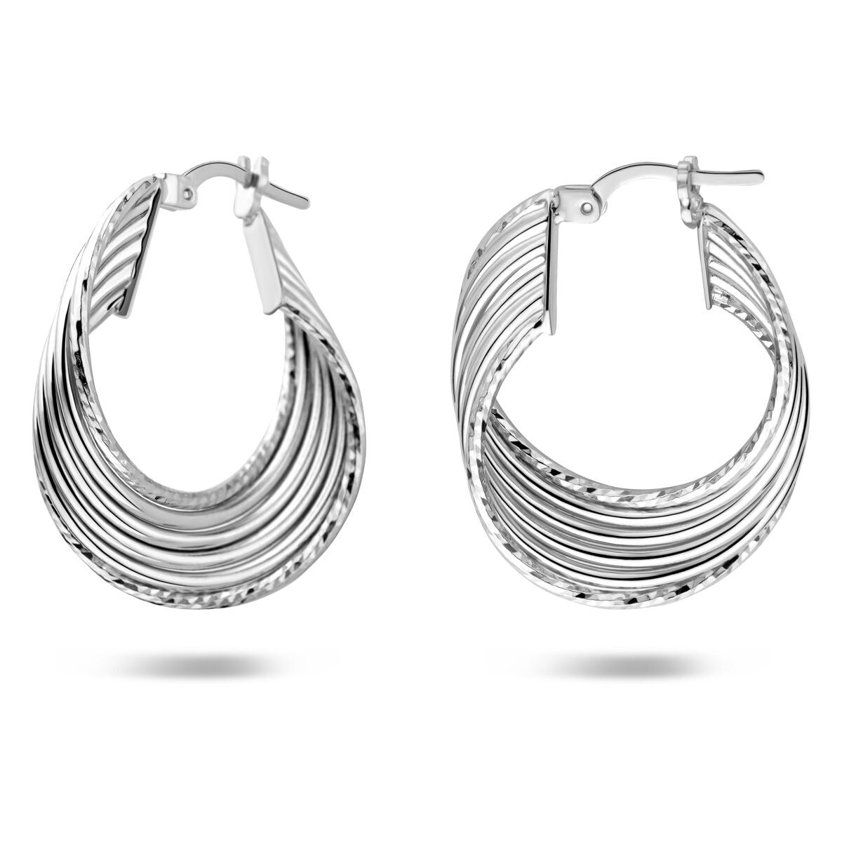 Créoles ovales en argent – rhodiées argent 925