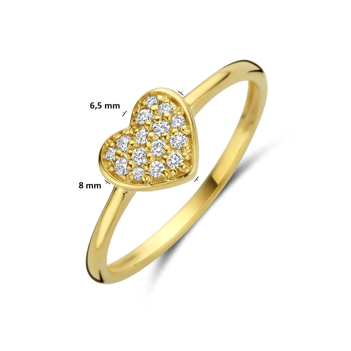 Bague pour femme en or jaune 14k avec cœur et diamant – 0.10 ct