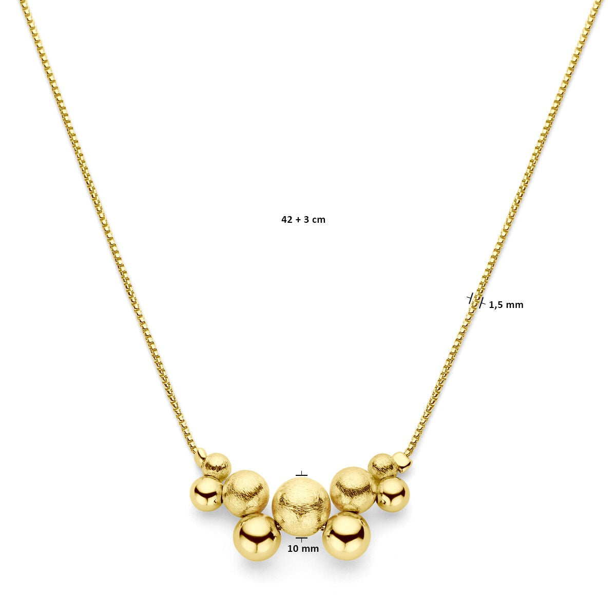 Collier en argent plaqué or à billes – or jaune sur argent 925