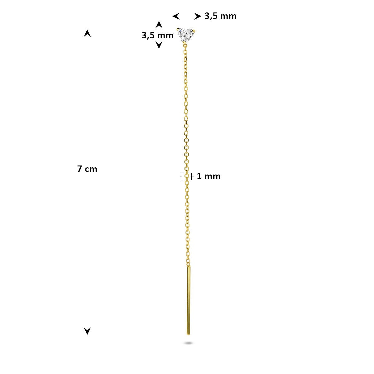 Boucle d'oreille en or jaune 14k avec diamant cultivé en laboratoire - vendu à l'unité