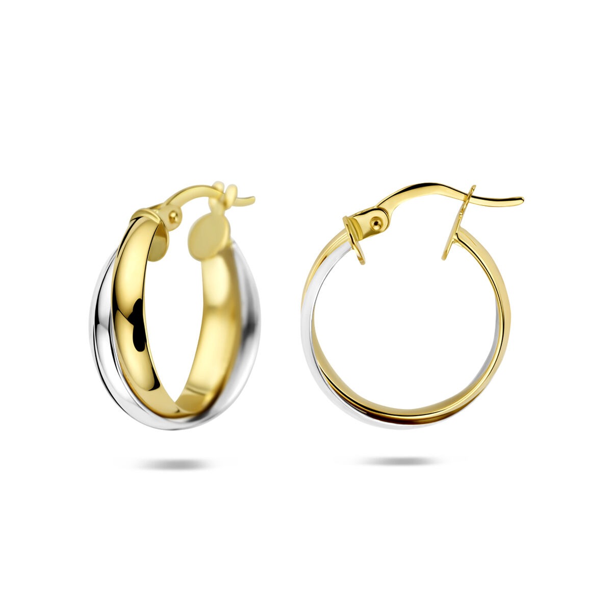 créoles bicolores 14k en or jaune et or blanc