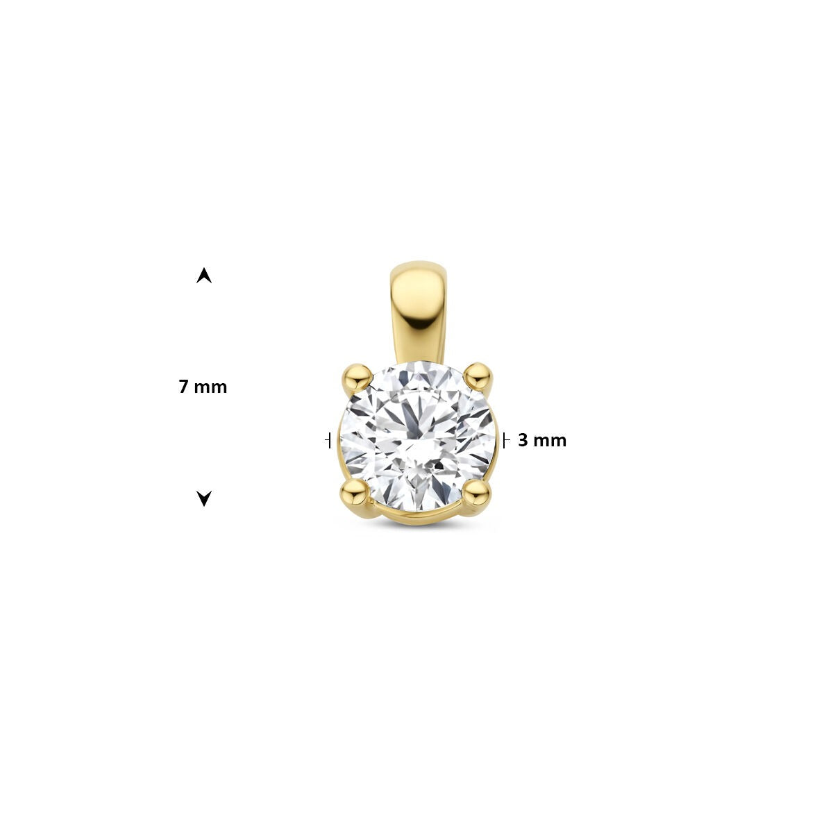 Pendentif en or avec diamant cultivé en laboratoire – or jaune 14k taillé en brillant