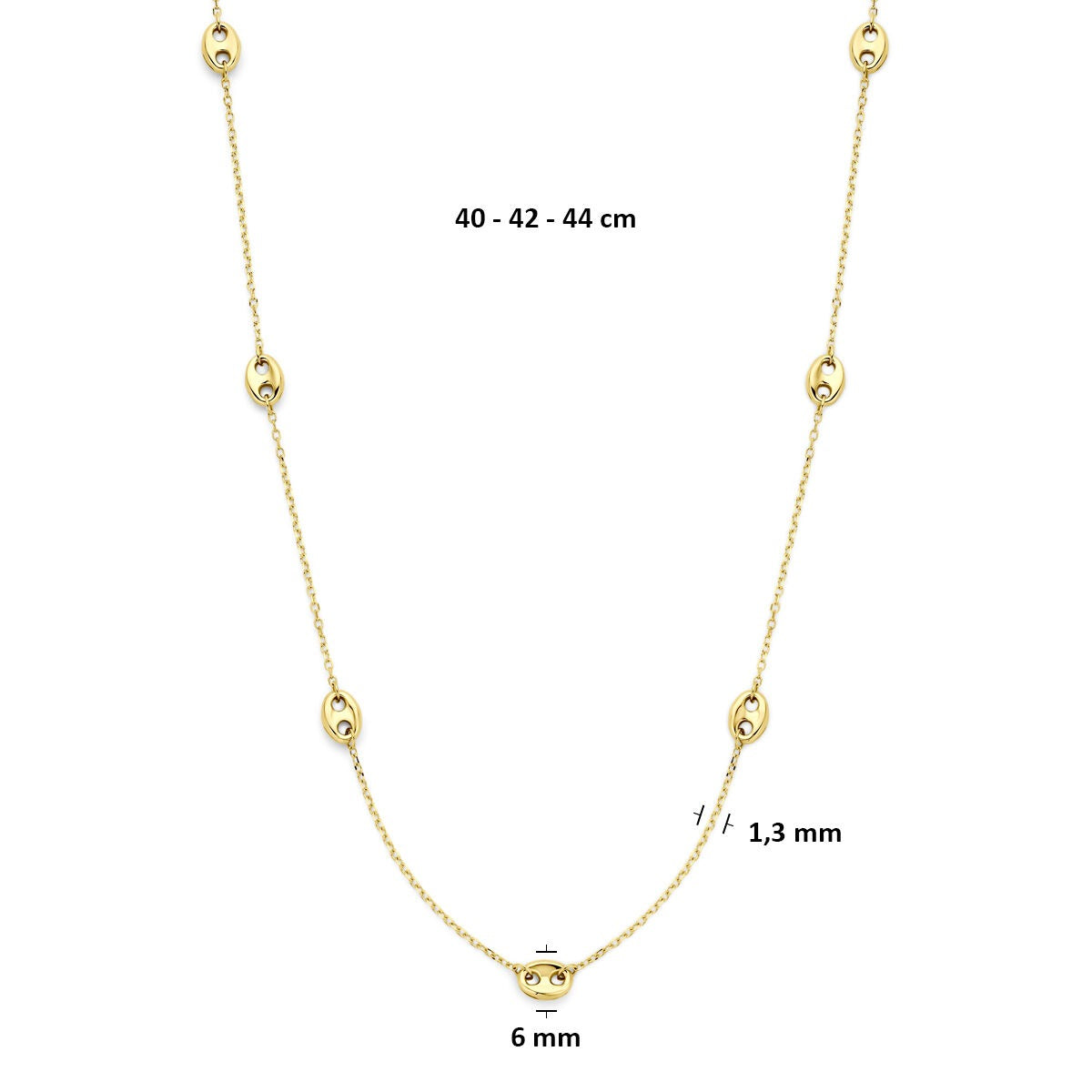 collier en or jaune 14k en forme de grain de café