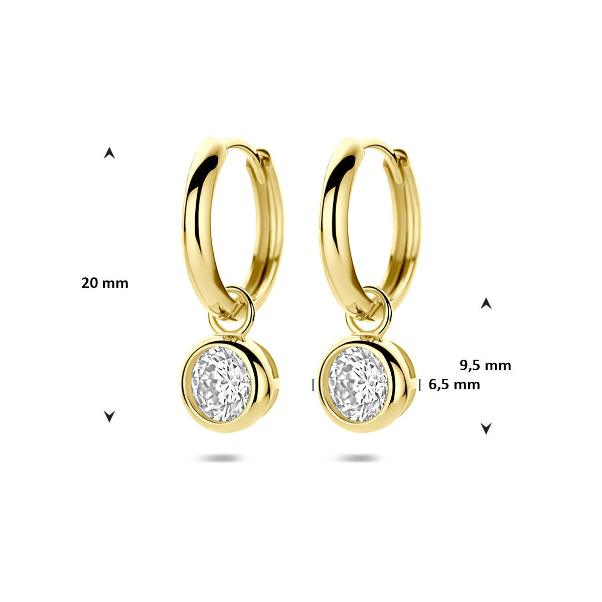 Créoles en or avec zircone – 9k couleur or jaune