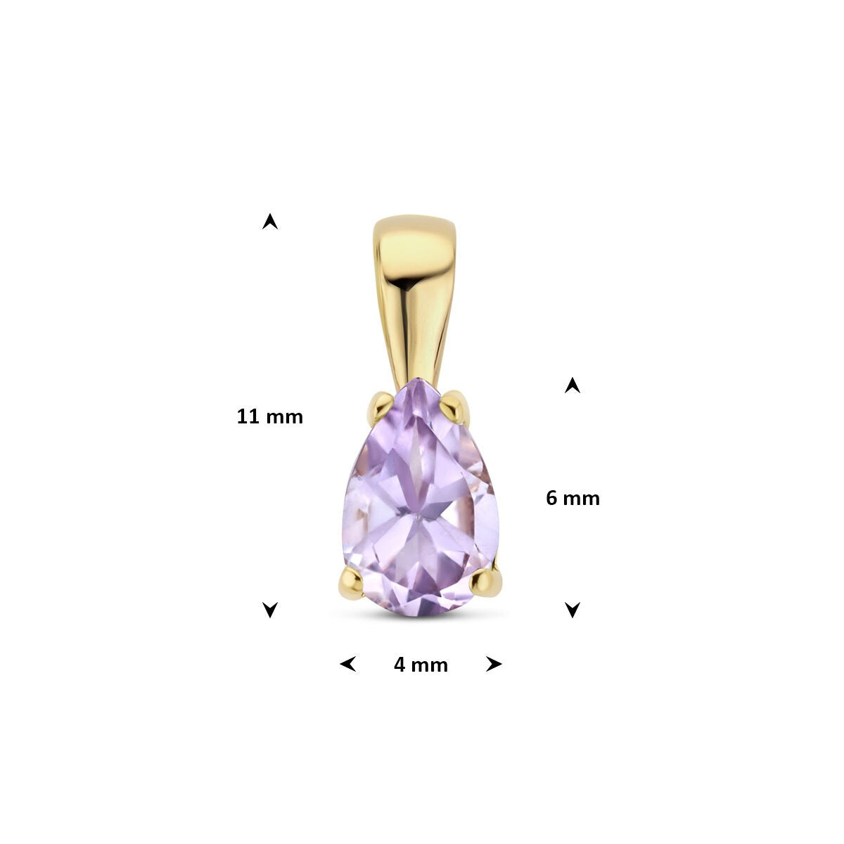 Pendentif en or jaune 14k avec améthyste