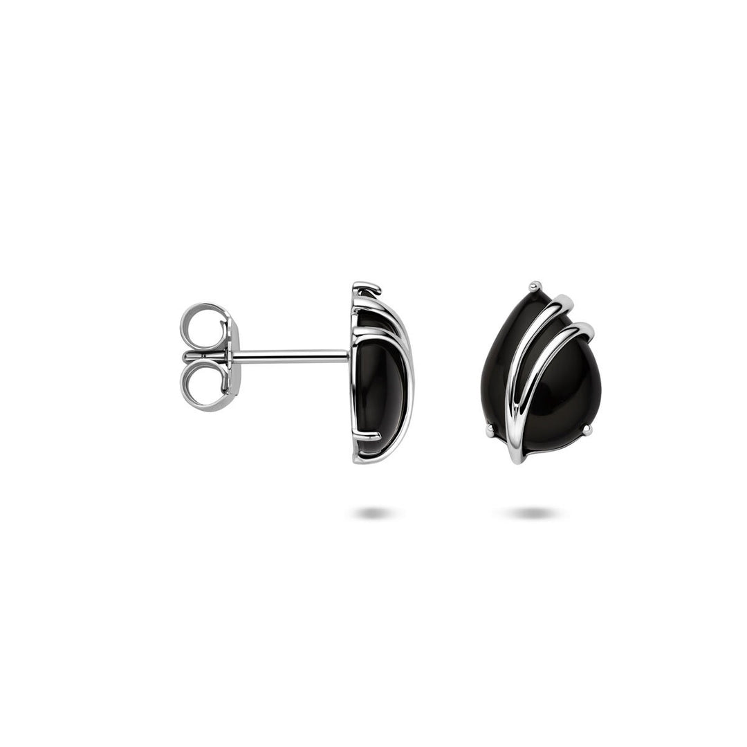 Zilveren oorknopjes met onyx – gerhodineerd 925 zilver