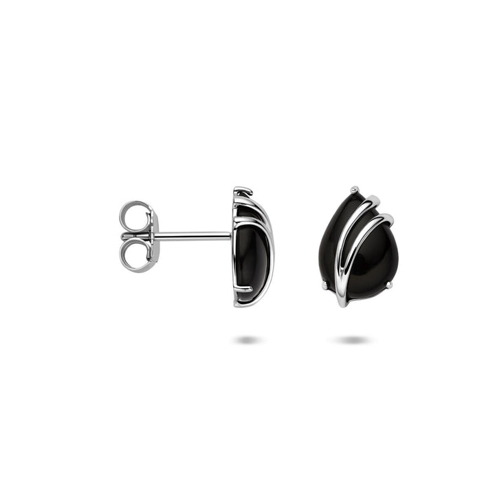 Zilveren oorknopjes met onyx – gerhodineerd 925 zilver