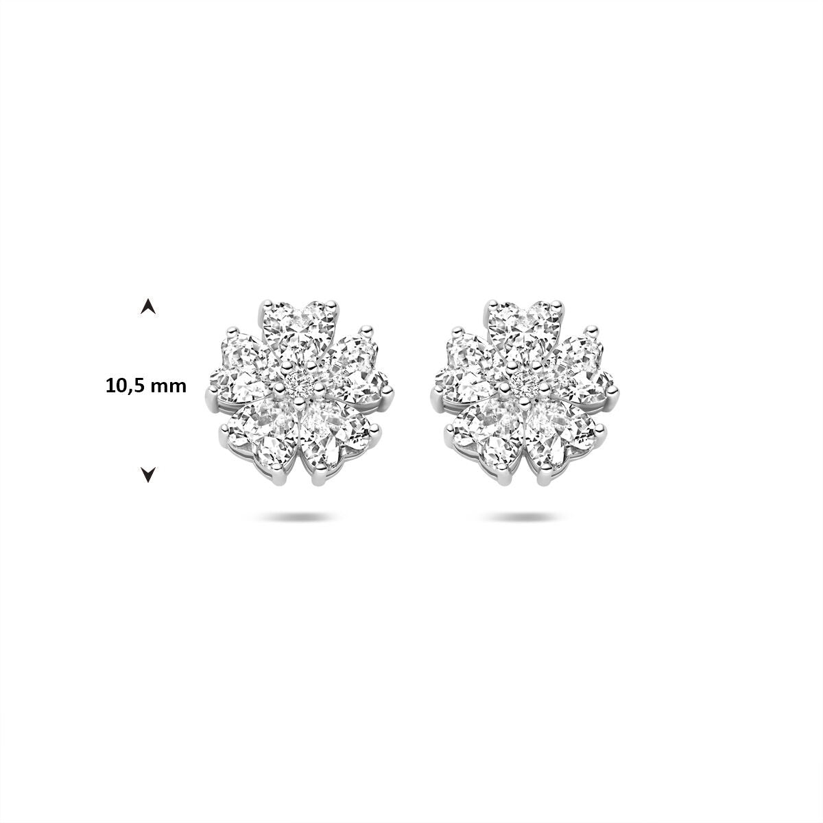 Puces d'oreilles en argent rhodié avec zircone - entourage