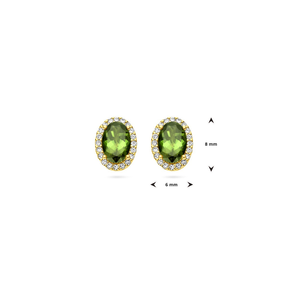 puces d'oreilles en or jaune 14k avec tourmaline et diamant