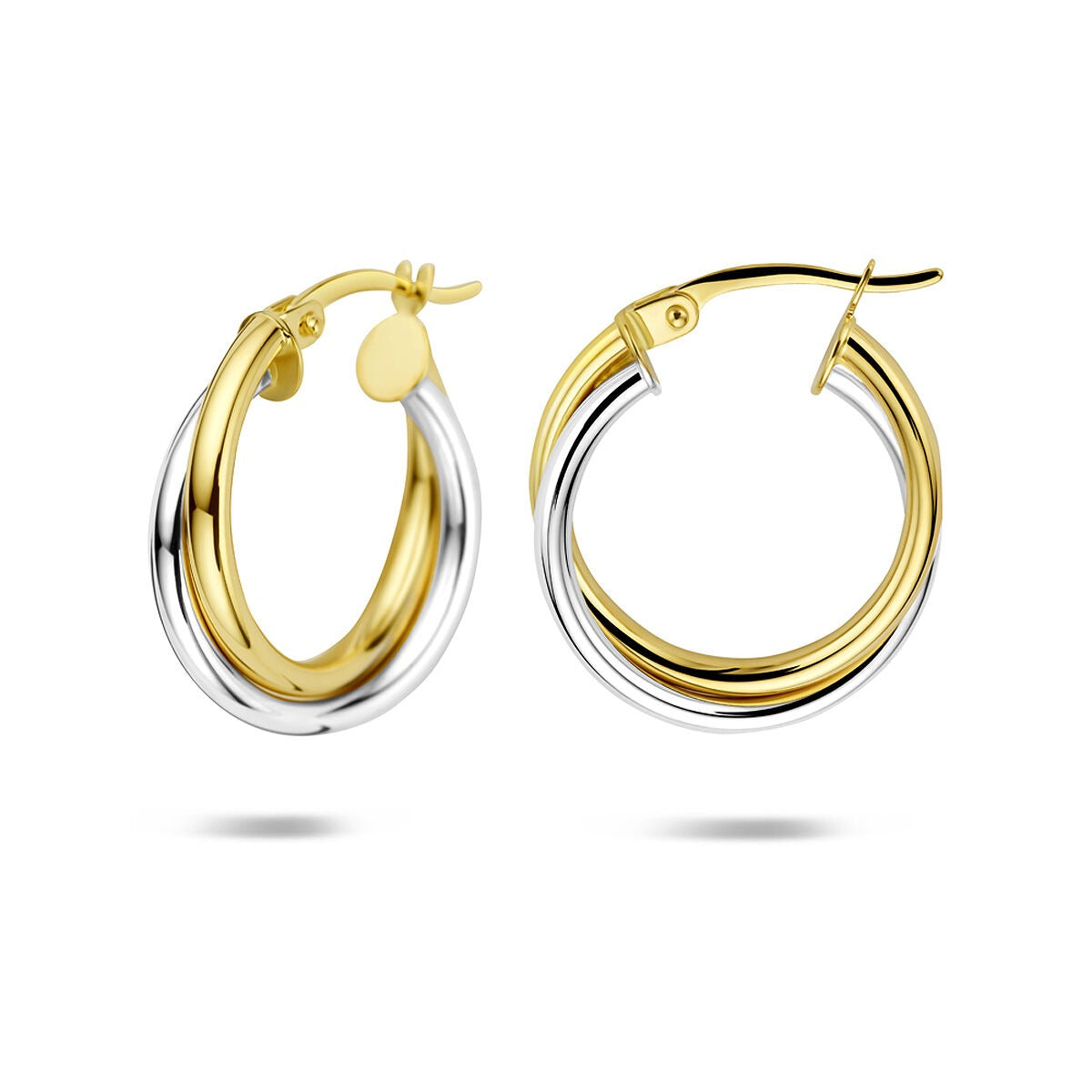 créoles bicolores 14k – or jaune et or blanc