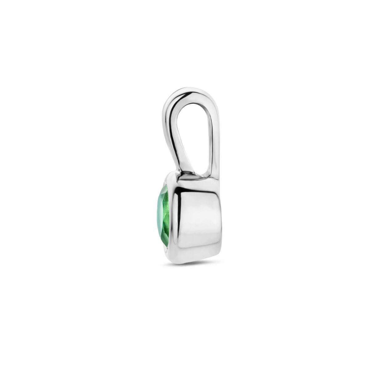 Pendentif en argent rhodié avec pierre de naissance verte