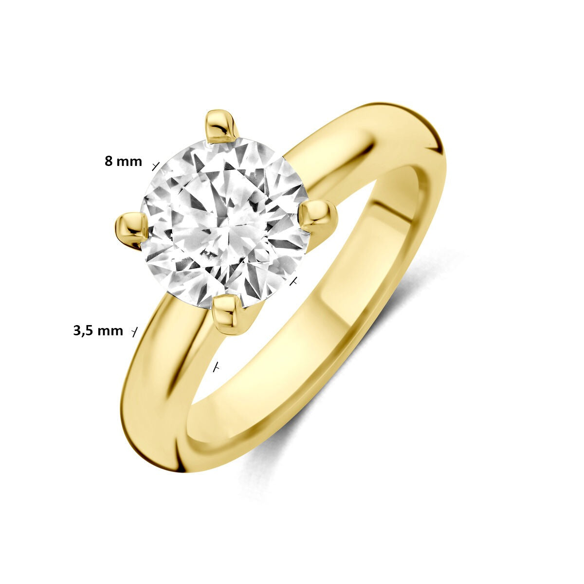 bague en or jaune 14k avec diamant lab grown 2.00ct