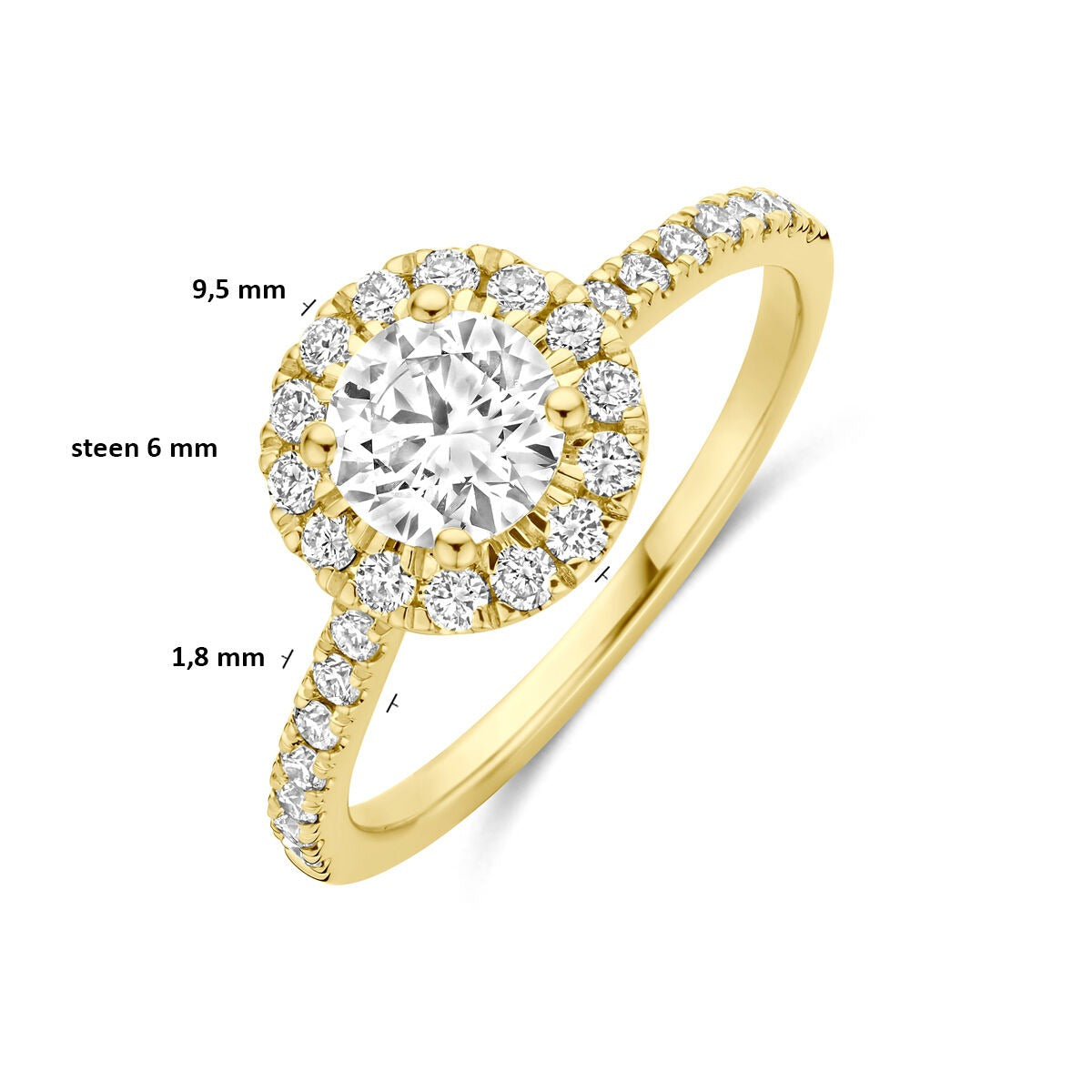 bague en or jaune 14k avec diamant lab grown 1.10ct