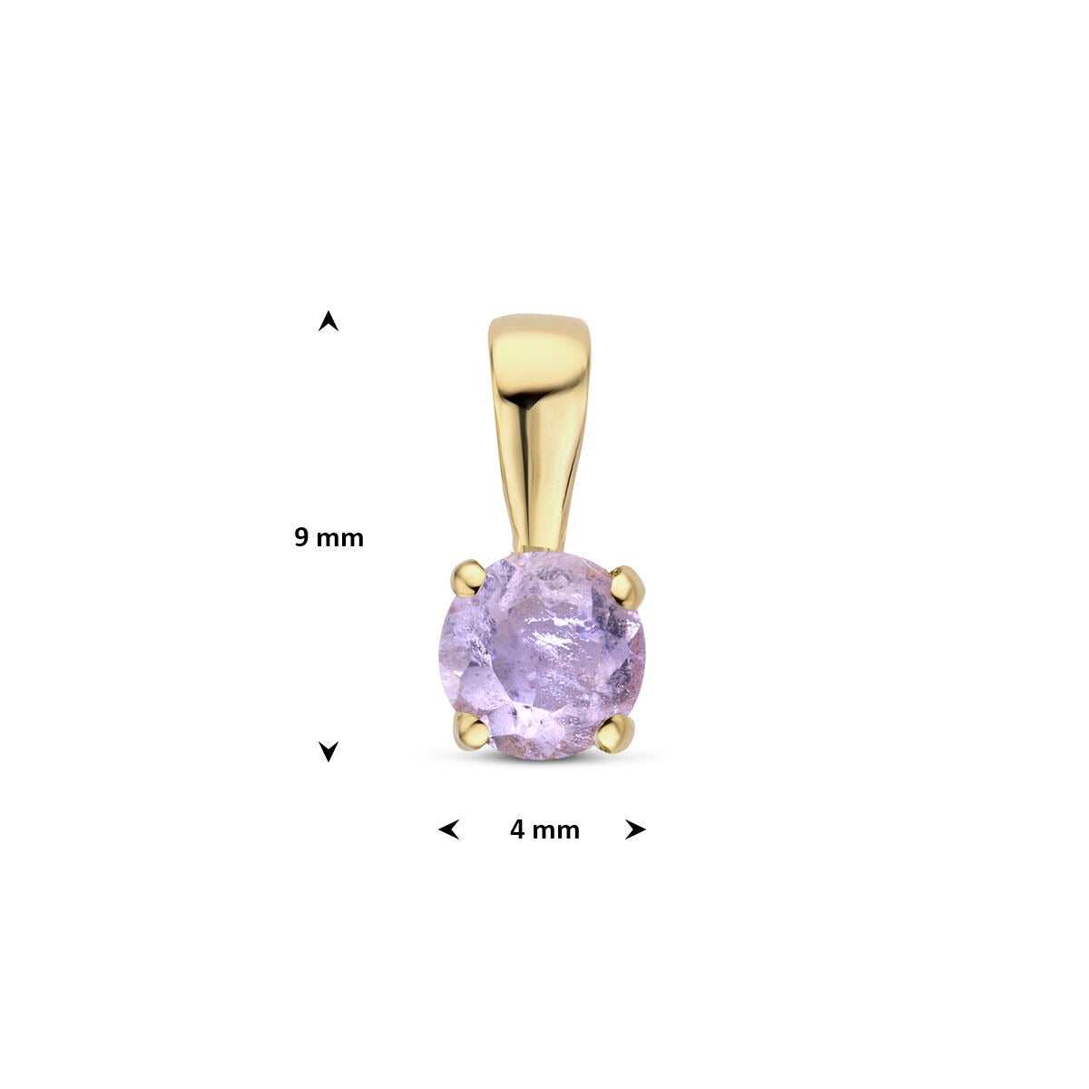 Pendentif en or jaune 14k avec améthyste