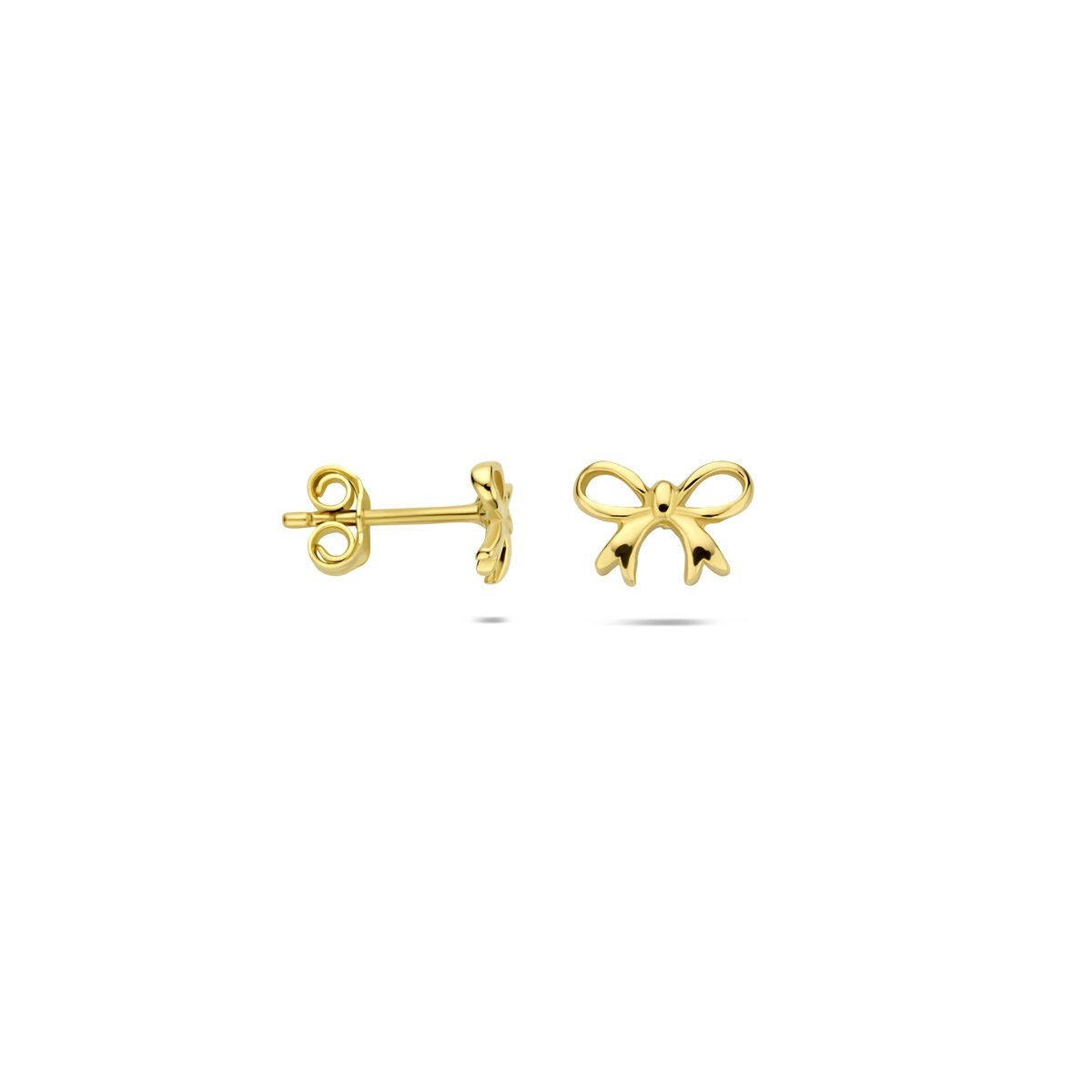 Puces d'oreilles en or jaune 14k en forme de nœud pour femme