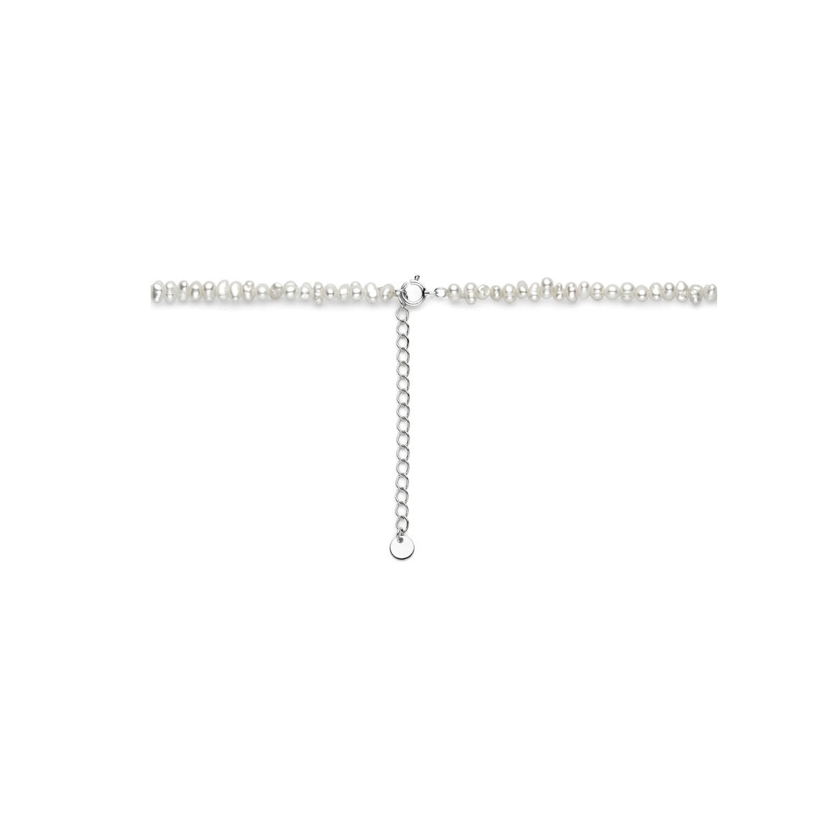 Collier en argent avec perles - rhodié
