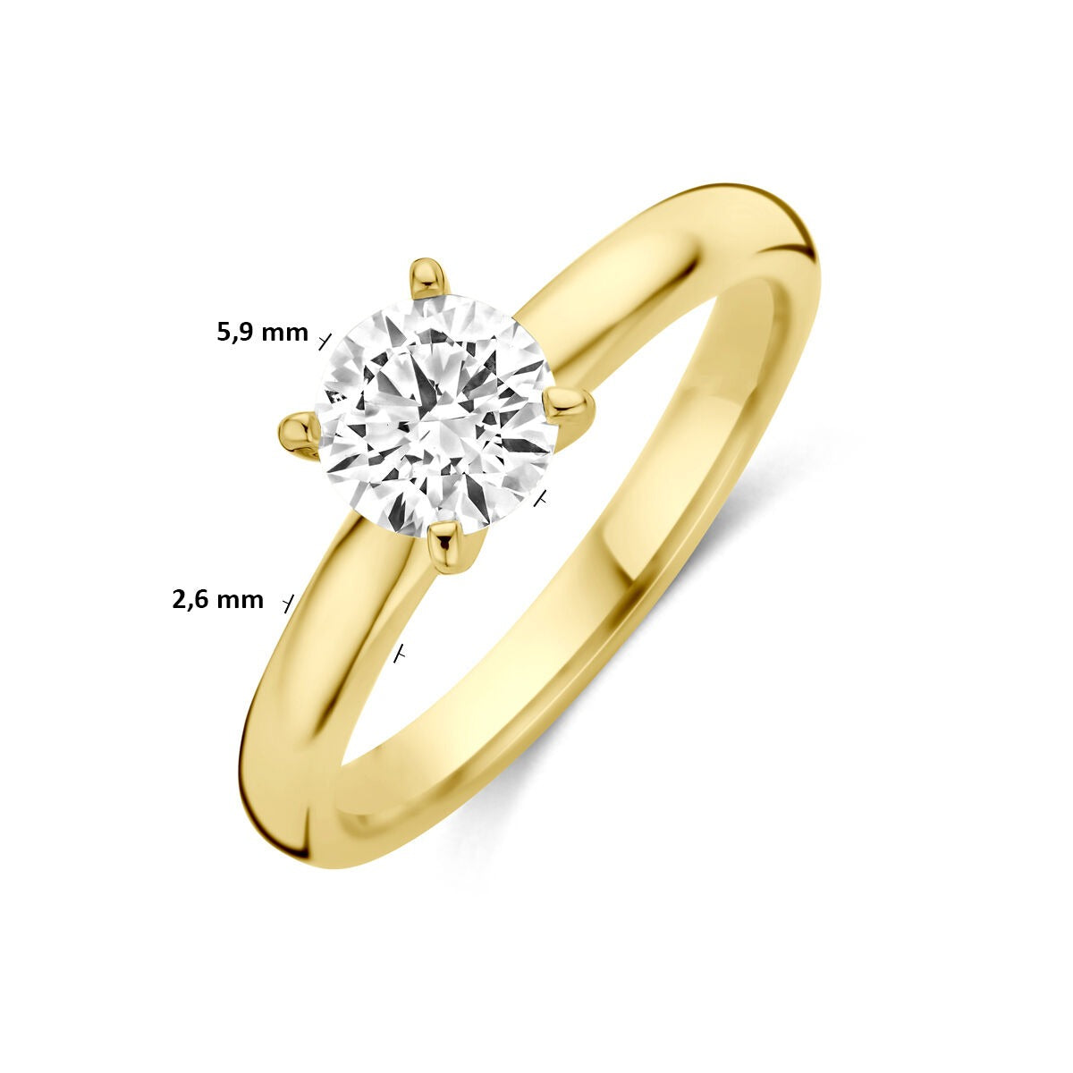 bague en or jaune 14k avec diamant lab grown 0.75ct