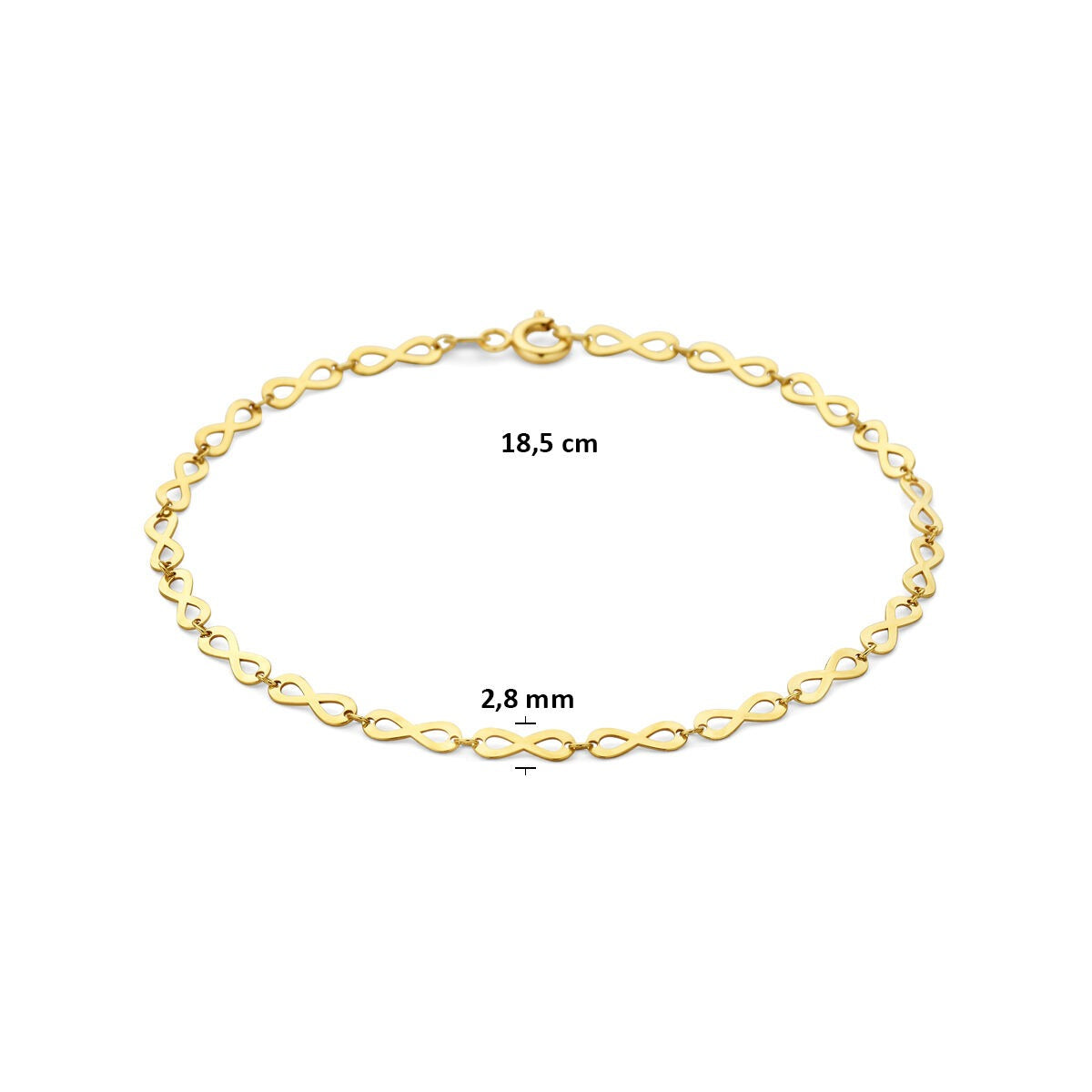 bracelet pour femme en or jaune 14k avec maille infinity