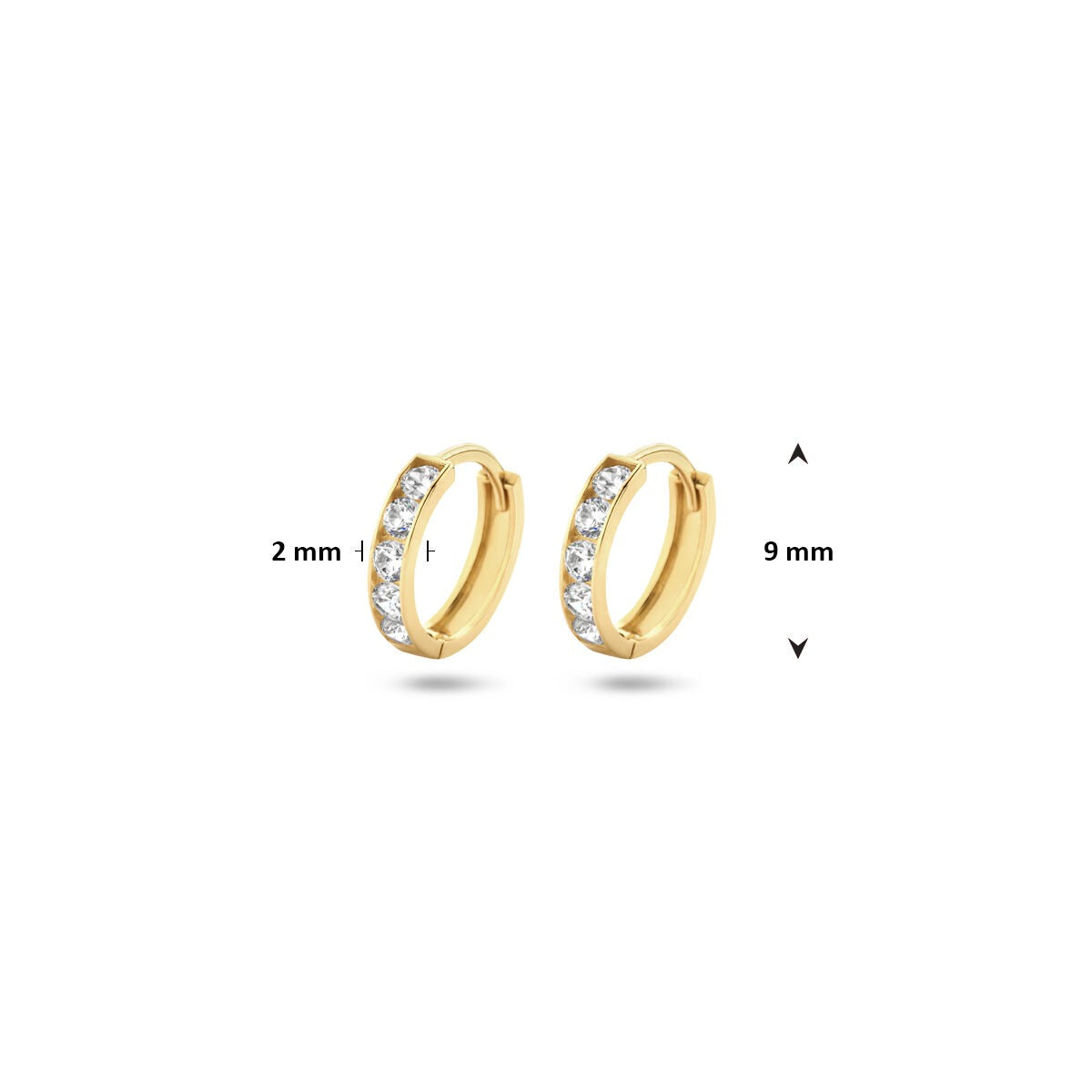 Créoles en or jaune 14k avec rangée de zircones