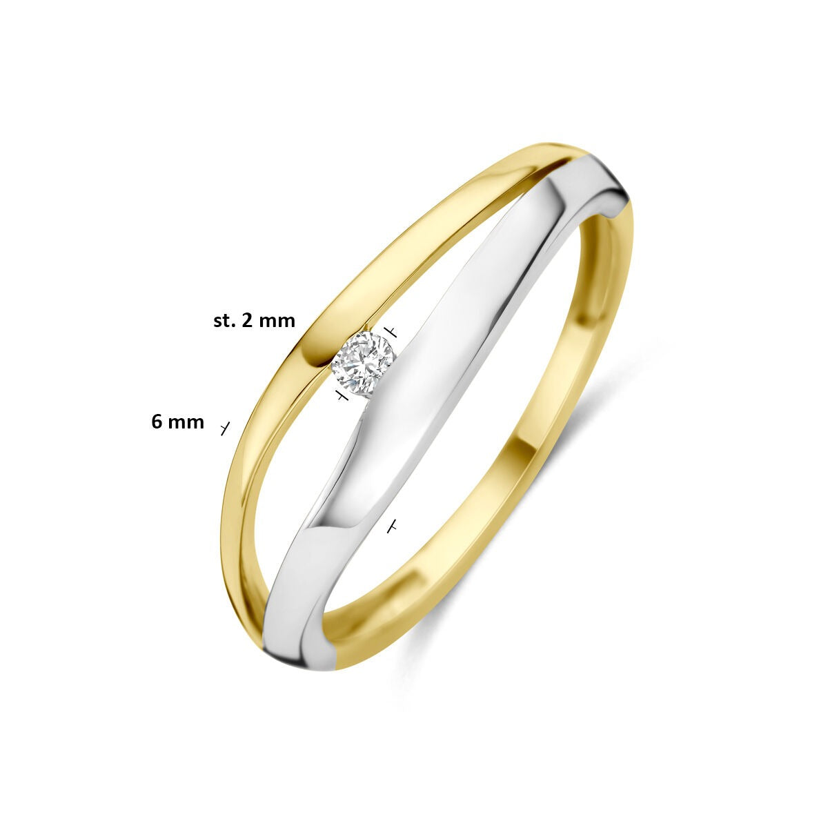 Bague pour femme bicolore en or 14k avec diamant cultivé en laboratoire