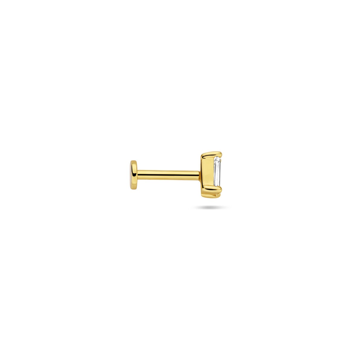 Piercing plaqué or argent plat arrière avec zircone baguette – 925 argent