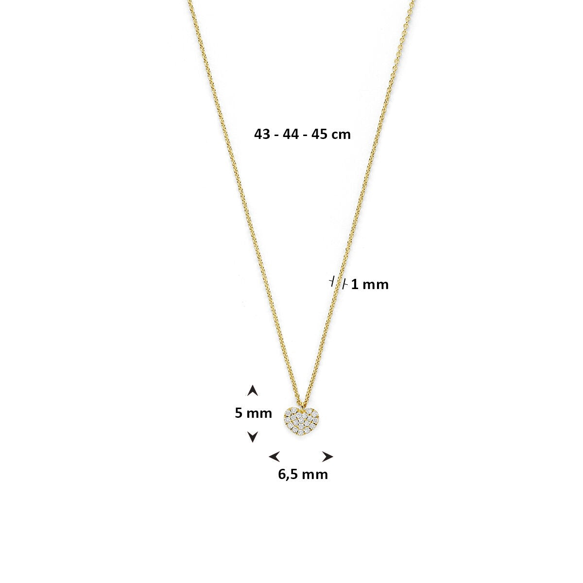 collier en or jaune 14k avec cœur et diamant – symbole d'amour