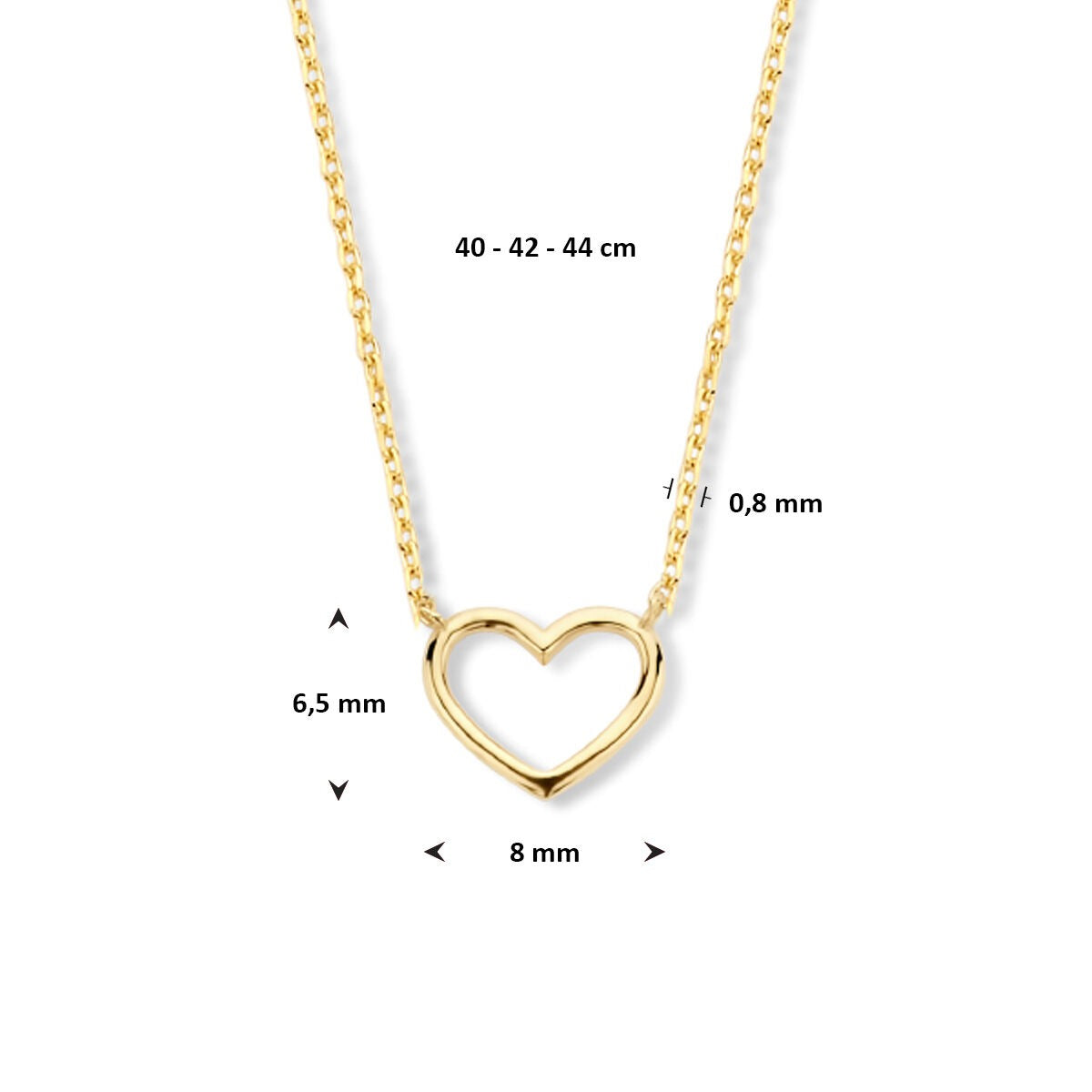 Collier couleur or jaune avec cœur – 9k