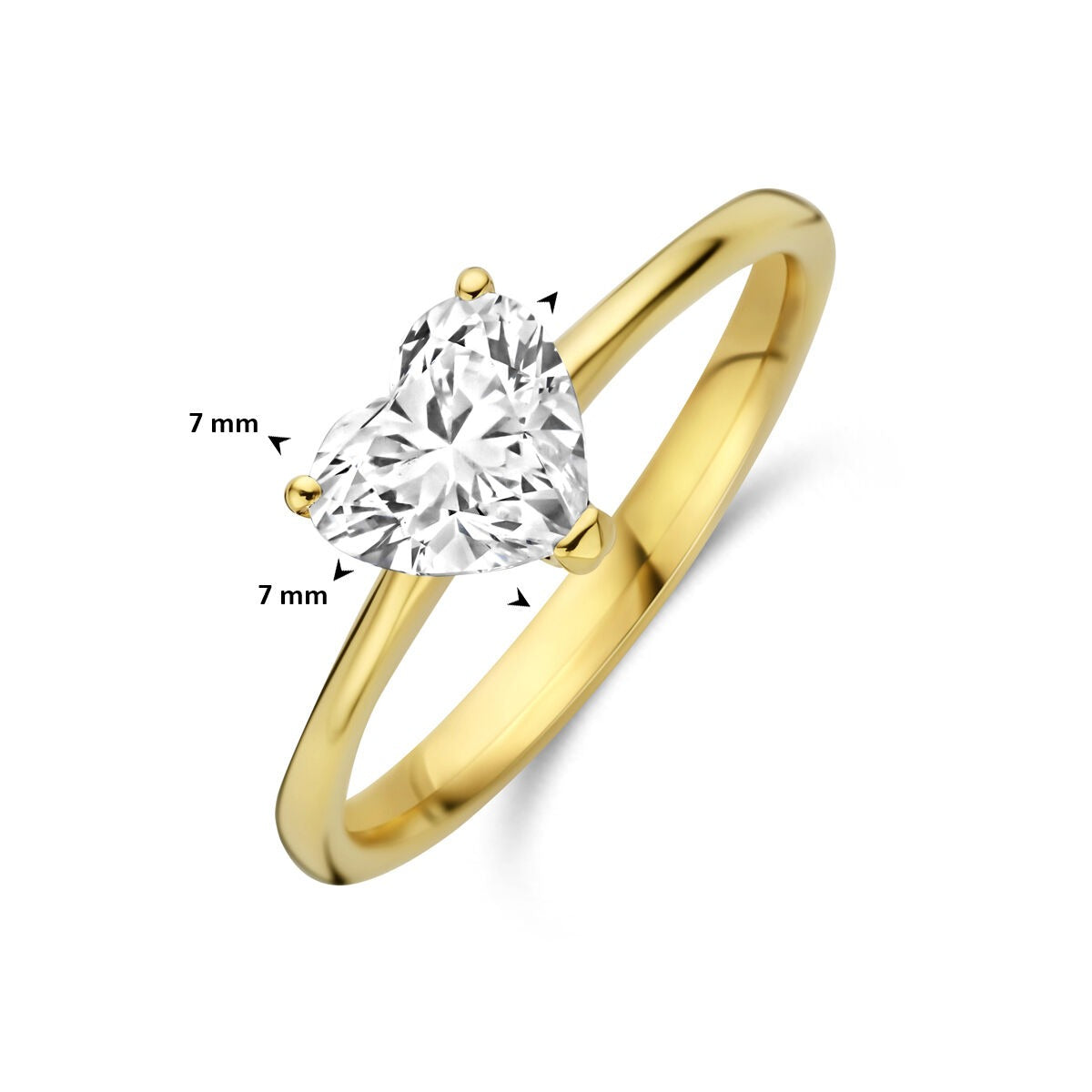 Bague en or jaune 14k avec diamant lab grown en forme de cœur 1.00ct