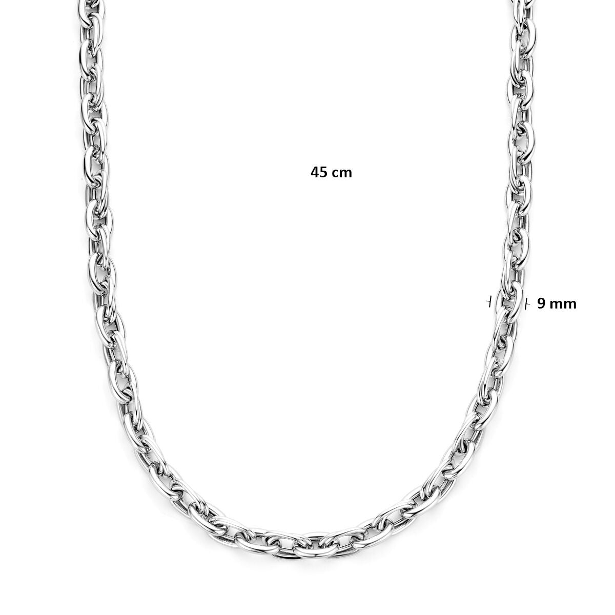Collier en argent 925 rhodié avec mailles épaisses