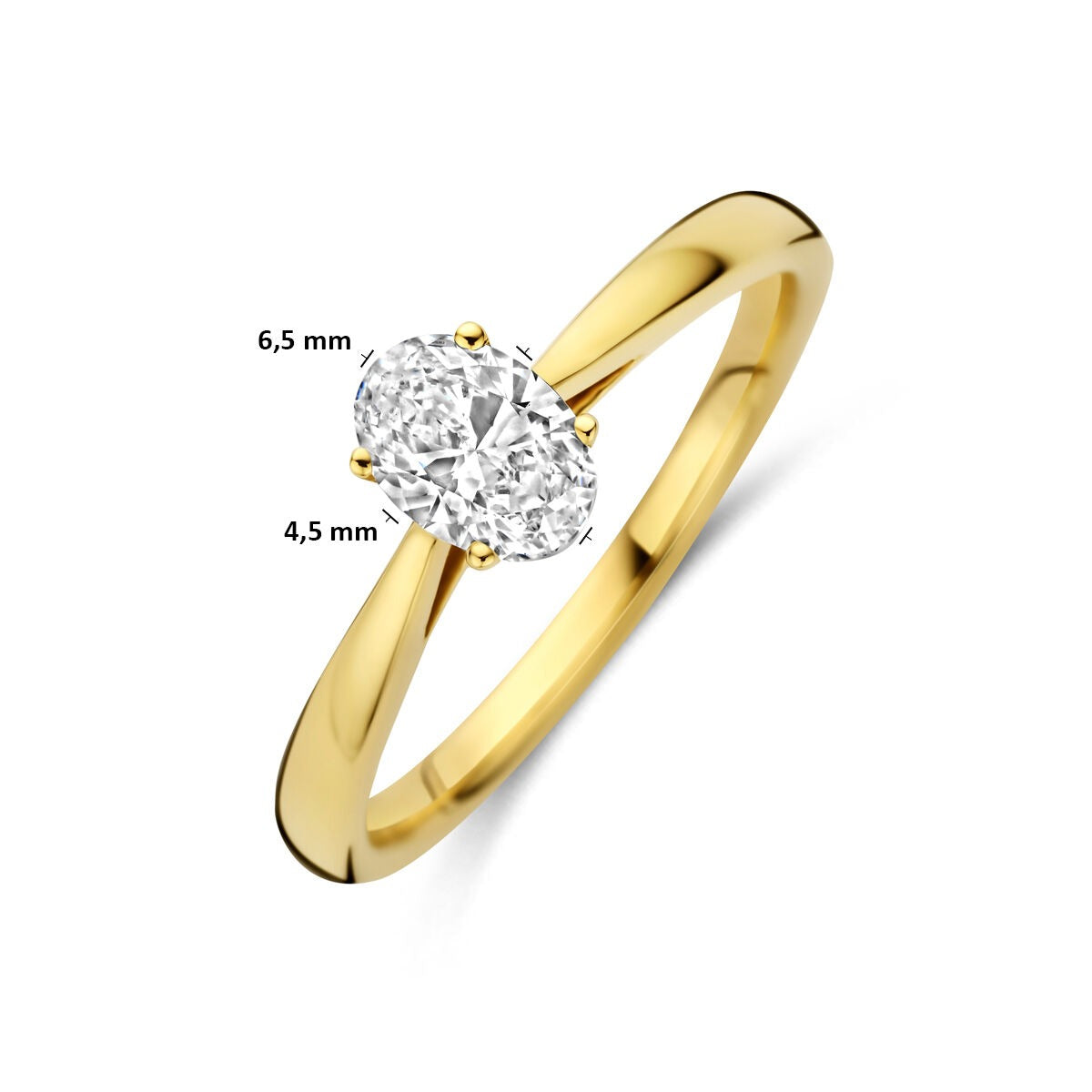 Bague en or jaune 14k avec diamant lab grown – ovale 0.50ct