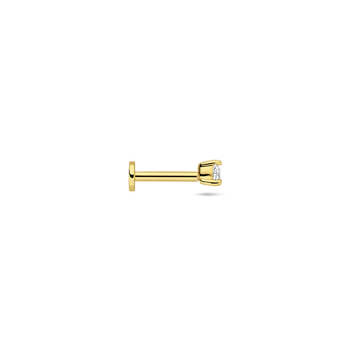 Piercing plat arrière en argent plaqué or en forme de cœur avec zircone – argent 925