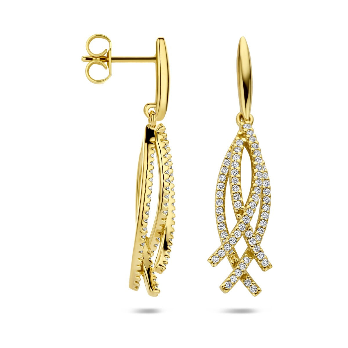 Boucles d'oreilles en or jaune 14k avec diamant