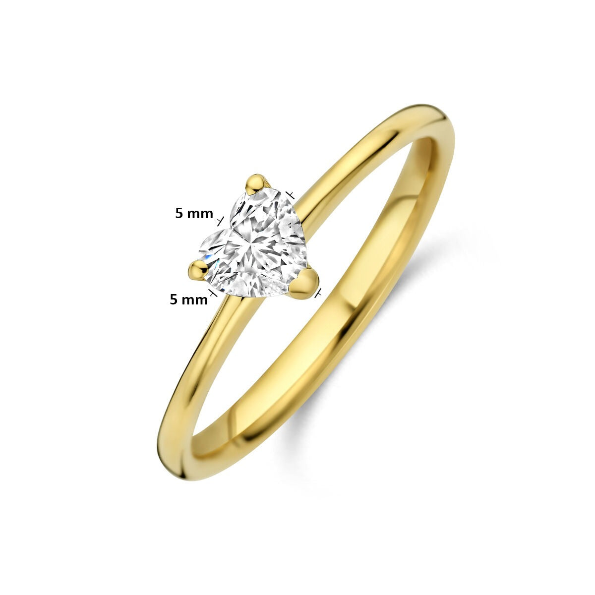 Bague en or jaune 14k avec diamant lab grown en forme de cœur 0.30ct